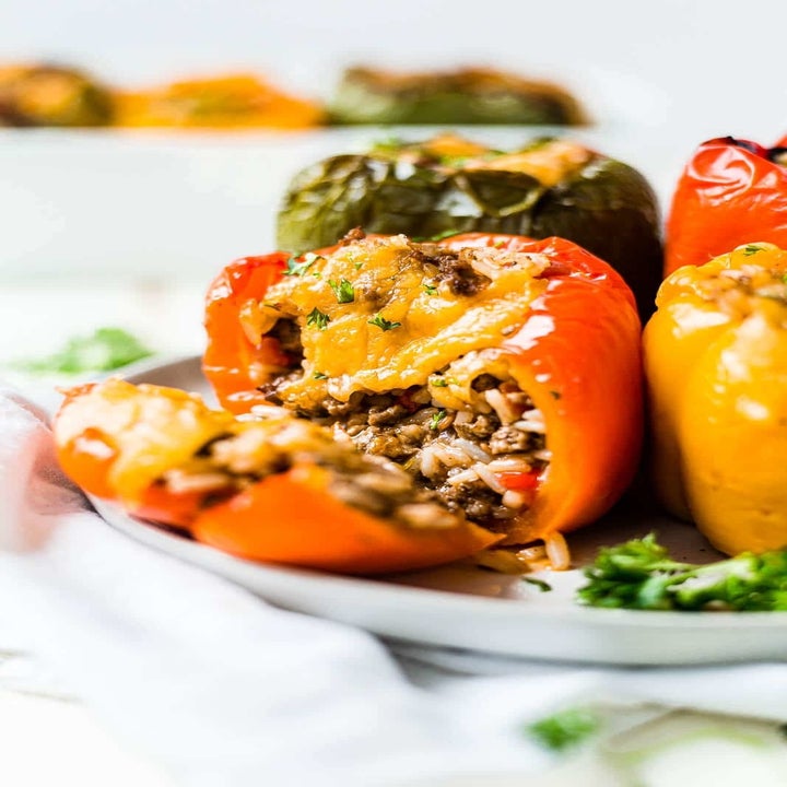 Cheesy beef stuffed peppers.