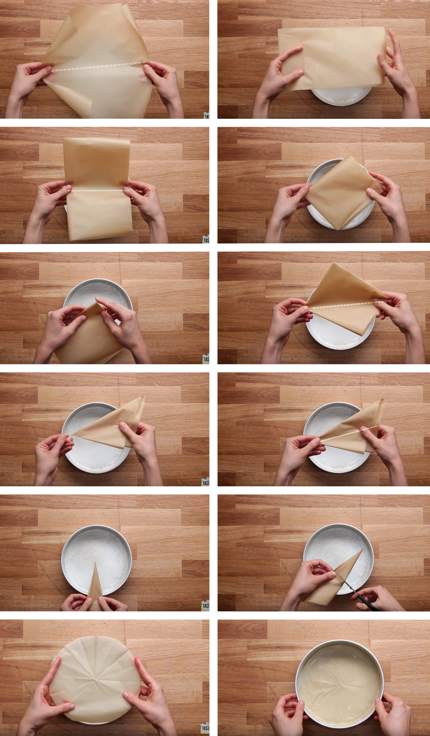 How to line a cake pan with parchment paper.